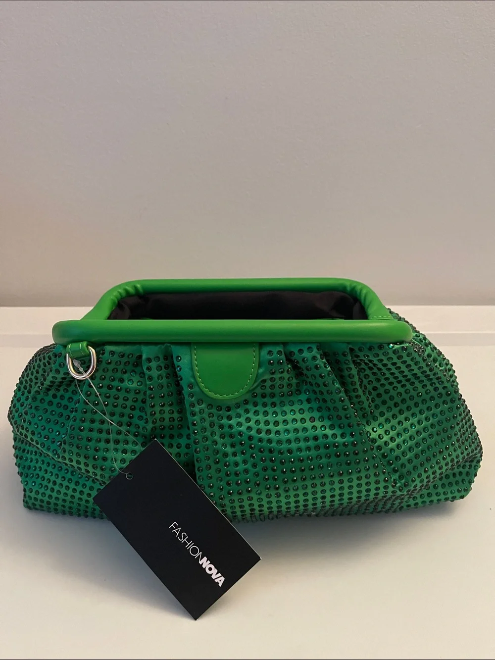 Fashion Nova Emerald Green Studded Clutch
